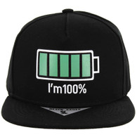 SM026 Battery I'm 100% Snapback Hat (Black)