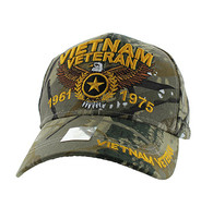 VM515 Vietnam Veteran Velcro Cap (Solid Hunting Camo)