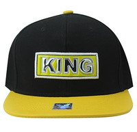 SM916 King Cotton Snapback Cap Hat (Black & Gold)