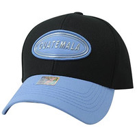VM815 Guatemala Cotton Baseball Cap Hat  (Black & Sky Blue)