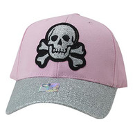 VM938 Skull Velcro Cap (Light Pink & Silver)