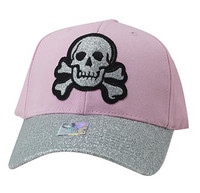 VM938 Skull Velcro Cap (Light Pink & Silver)