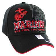VM050 Military License Marine #3 Baseball Velcro Cap (Solid Black)