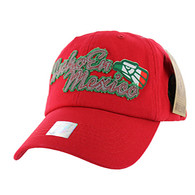 BM023 Hecho En Mexico Cotton Baseball Cap Hat (Solid Red)