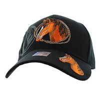 VM158 Horse & Rope Velcro Cap (Solid Black)