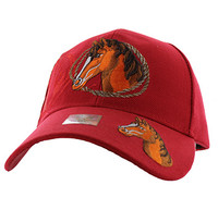VM158 Horse & Rope Velcro Cap (Solid Red)