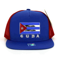 SM962 Cuba Mesh Trucker Snapback Cap (Royal & Red)