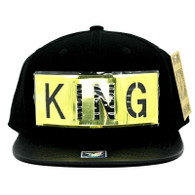 SM057 King Snapback (Black & Black) - Golden Metal