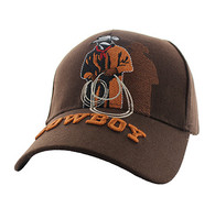 VM194 Wild Western Cowboy Velcro Cap (Solid Brown)