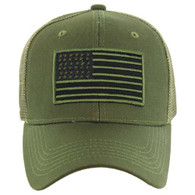 VM9003 USA FLAG , TRUCKER - OLIVE