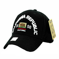 VM029 Cali Bear Cotton Velcro Cap (Solid Black)
