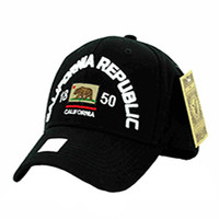 VM029 Cali Bear Cotton Velcro Cap (Solid Black)