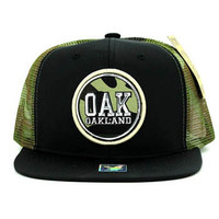 SM062 Oakland Snapback Trucker Mesh Cap (Black & Military Camo)