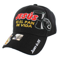 VM012 Juan 6:35 Jesus Christian Velcro Cap (Solid Black)