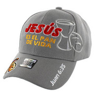 VM012 Juan 6:35 Jesus Christian Velcro Cap (Solid Grey)