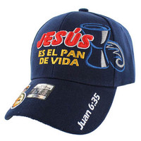 VM012 Juan 6:35 Jesus Christian Velcro Cap (Solid Navy)