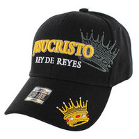 VM008 Jesucristo Crown Christian Velcro Cap (Solid Black)