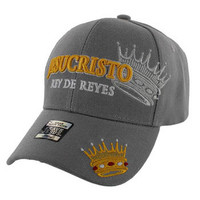 VM008 Jesucristo Crown Christian Velcro Cap (Solid Grey)