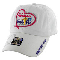 VM004 Women of Faith Jesus Christian Velcro Cap (White)