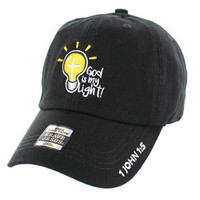 VM005 God is My Light Jesus Christian Velcro Cap (Solid Black)
