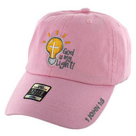 VM005 God is My Light Jesus Christian Velcro Cap (Solid Light Pink)