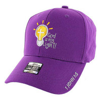 VM006 God is My Light Jesus Christian Velcro Cap (Solid Purple)