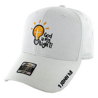 VM006 God is My Light Jesus Christian Velcro Cap (Solid White)