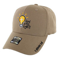 VM006 God is My Light Jesus Christian Velcro Cap (Solid Khaki)