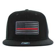 SM9005 USA Flag Red Strip Snapback Cap (Solid Black)