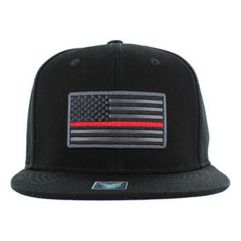 SM9005 USA Flag Red Strip Snapback Cap (Solid Black) - Ace Cap, Inc.