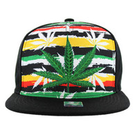 SM098 Marijuana Snapback Cap (Rainbow & Black)