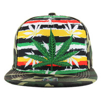 SM098 Marijuana Snapback Cap (Rainbow & Military Camo)
