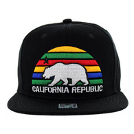SM012 Cali Bear Snapback Cap (Black & Black)