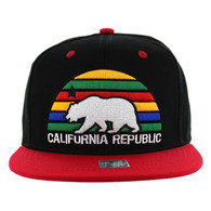 SM012 Cali Bear Snapback Cap (Black & Red)