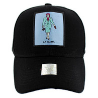 VM100 Loteria Cards La Dama Baseball Cap Hat  (Solid Black)