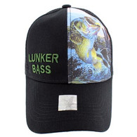 VM091 Lucker Bass Mesh Trucker Cap (Solid Black)