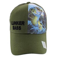 VM091 Lucker Bass Mesh Trucker Cap (Solid Olive)