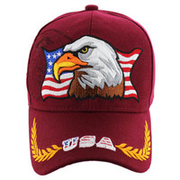 VM140 American USA Eagle Velcro Cap (Solid Burgundy)