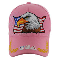 VM140 American USA Eagle Velcro Cap (Solid Light Pink)