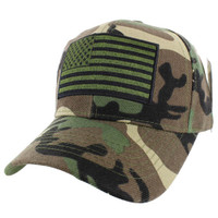 VM367 American Tactical USA Flag Velcro Cap (Solid Military Camo)