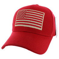 VM367 American Tactical USA Flag Velcro Cap (Solid Red)