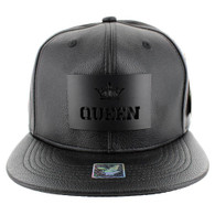 SM045 Queen PU Snapback (Solid Black) - Black Metal