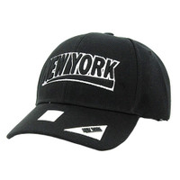 VM050 New York Baseball Cap Hat (Solid Black)