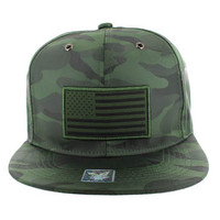 SM100 USA Flag Snapback Cap (Solid Olive Military Camo)