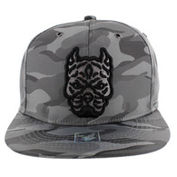 SM569 Pitbull Snapback Hat (Solid Grey Military Camo)