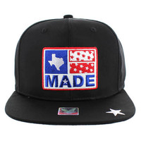 SM007 Texas Snapback Cap Hat (Solid Black)