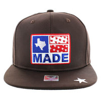 SM007 Texas Snapback Cap Hat (Solid Brown)