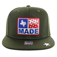 SM007 Texas Snapback Cap Hat (Solid Olive)