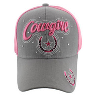 VM206 Cowgirl Velcro Cap (Light Grey & Light Pink)