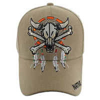 VM128 Native Pride Skull Velcro Cap (Solid Khaki)